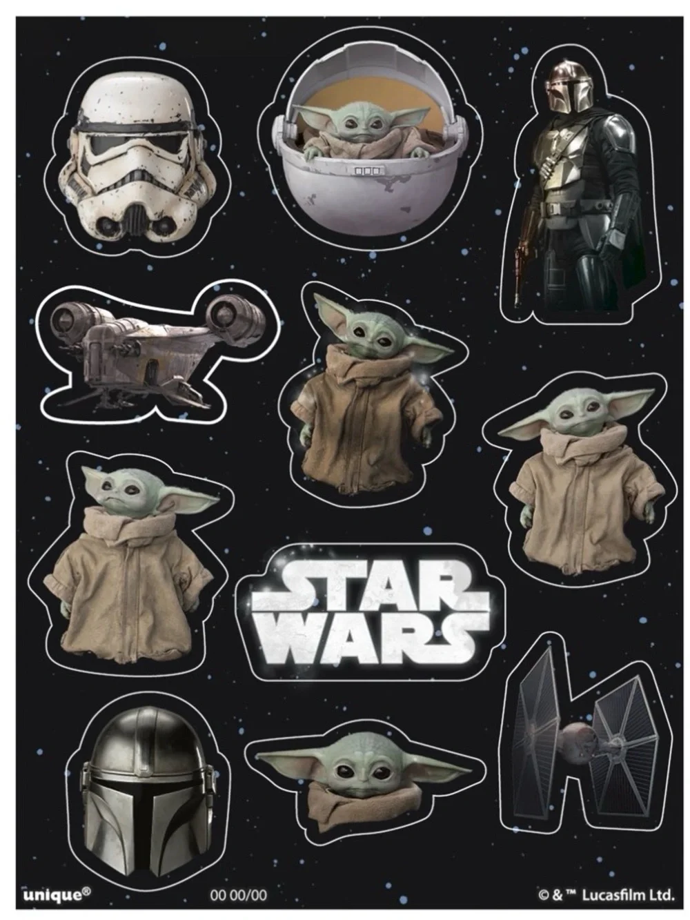 Star Wars The Mandalorian Favor Pack with Baby Yoda Prints - 48 Pieces